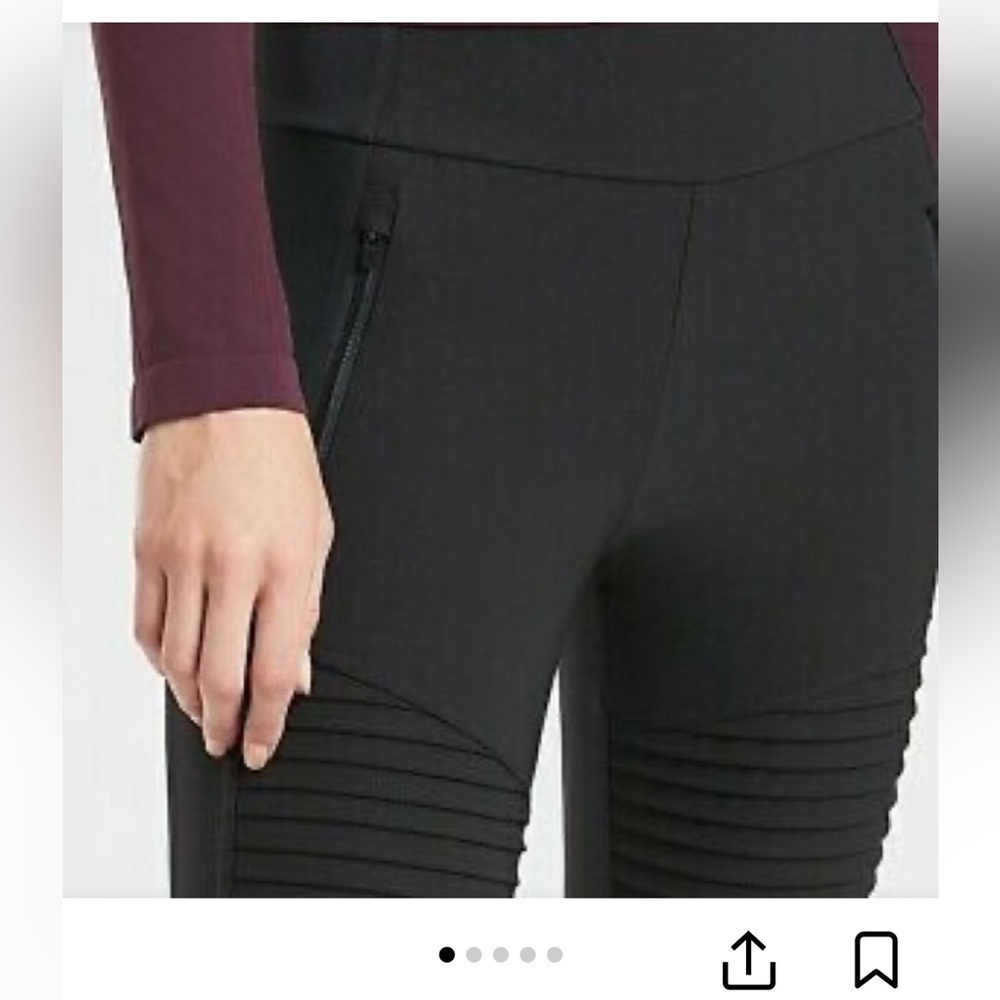 Athleta Black Leggings with Ribbed Knee Detail